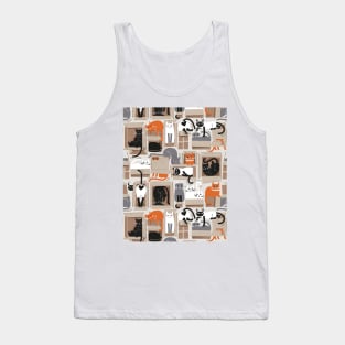 Purfect feline architecture // pattern // beige background cute cats in cardboard boxes Tank Top